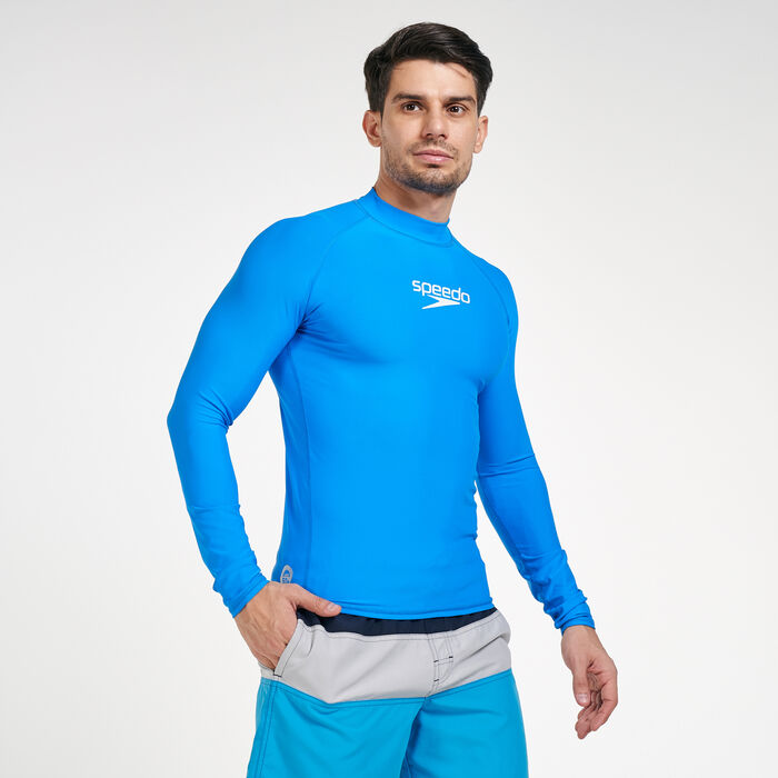 Speedo Men's Delight Long Sleeves Rashguard Blue Speedo Men's Delight Long Sleeves Rashguard Blue image number 0