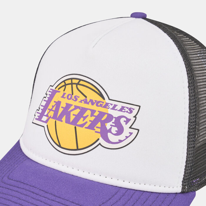 New Era Men's Los Angeles Lakers Team Color Block A-Frame Trucker Cap White New Era Men's Los Angeles Lakers Team Color Block A-Frame Trucker Cap White image number 2