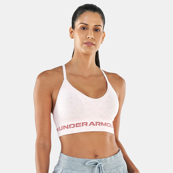 Under Armour Women's Seamless Long Heather Sports Bra Pink Under Armour Women's Seamless Long Heather Sports Bra Pink image number 0