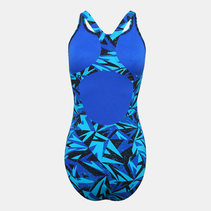 Speedo Women's Hyperboom Allover Print Medalist One-Piece Swimsuit Blue Speedo Women's Hyperboom Allover Print Medalist One-Piece Swimsuit Blue image number 1