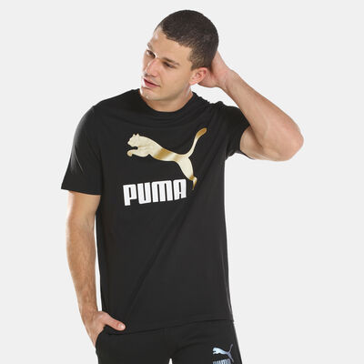 PUMA Men's Classics Metallic Logo Tee Black