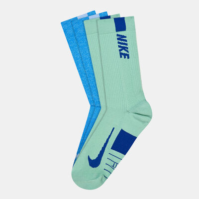 Nike Multiplier Running Crew Socks (2 Pairs) Blue Nike Multiplier Running Crew Socks (2 Pairs) Blue