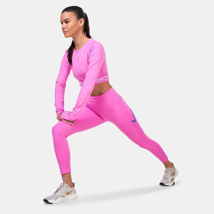Nike Women's Pro Dri-FIT Crop Top Pink image number 2