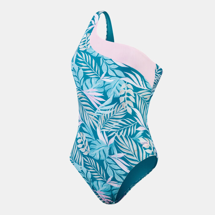 Speedo Women's Asymmetric One-Piece Swimsuit Blue image number 0