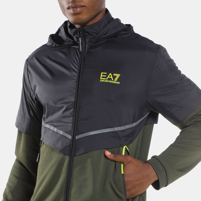 EA7 Emporio Armani Men's Train Athletic Colourblock Hoodie Green EA7 Emporio Armani Men's Train Athletic Colourblock Hoodie Green image number 3