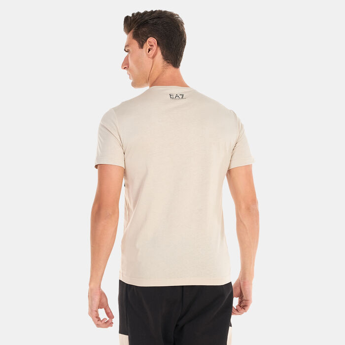 EA7 Emporio Armani Men's Train Oversized Logo Series T-Shirt Beige EA7 Emporio Armani Men's Train Oversized Logo Series T-Shirt Beige image number 1