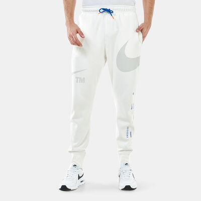 Nike Men's Sportswear Swoosh Semi-Brushed-Back Sweatpants White