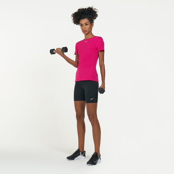 Nike Women's Pro Mesh T-Shirt Pink image number 2