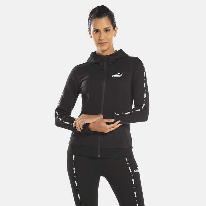 PUMA Women's Power Tape Full-Zip Hoodie Black image number 0