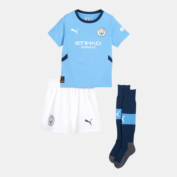 PUMA KIds' Manchester City 24/25 Home Replica Football Kit Blue PUMA KIds' Manchester City 24/25 Home Replica Football Kit Blue image number 0