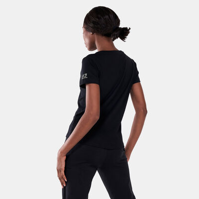 EA7 Emporio Armani Women's Train Logo Series Multilogo T-Shirt Black EA7 Emporio Armani Women's Train Logo Series Multilogo T-Shirt Black