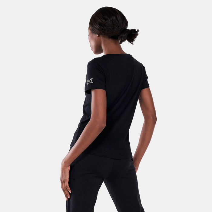 EA7 Emporio Armani Women's Train Logo Series Multilogo T-Shirt Black EA7 Emporio Armani Women's Train Logo Series Multilogo T-Shirt Black image number 1