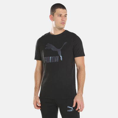 PUMA Men's Classics Metallic Logo Tee Black