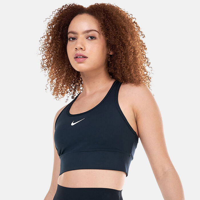 Nike Women's Swoosh Medium-Support Padded Longline Sports Bra Black image number 0
