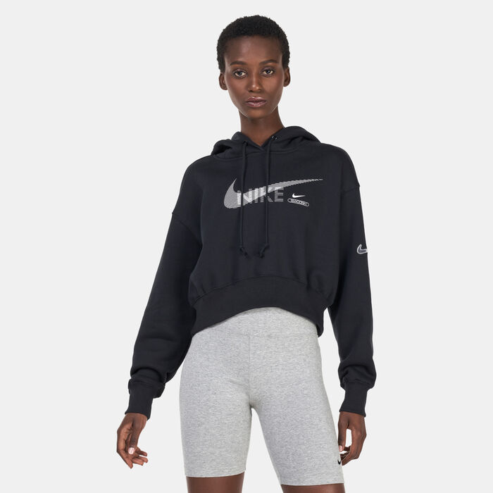 Nike Women's Sportswear Swoosh Fleece Hoodie Black Nike Women's Sportswear Swoosh Fleece Hoodie Black image number 0