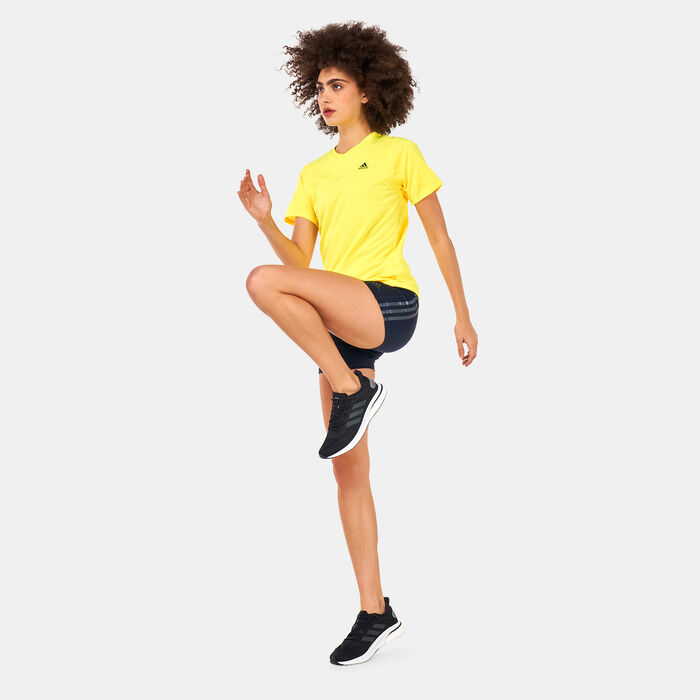 adidas Women's Run Icon 3 Bar Running T-Shirt yellow adidas Women's Run Icon 3 Bar Running T-Shirt yellow image number 2