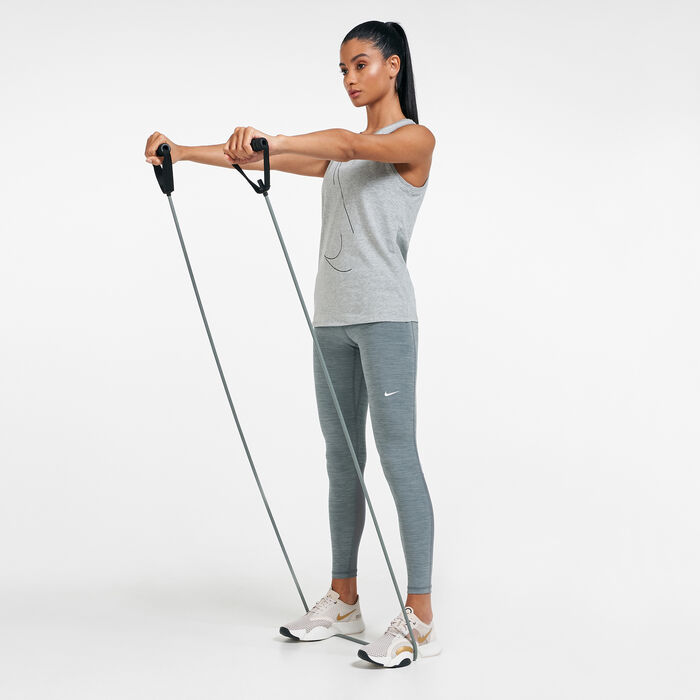 Nike Women's Pro Mid-Rise Mesh-Panelled Leggings Grey Nike Women's Pro Mid-Rise Mesh-Panelled Leggings Grey image number 2