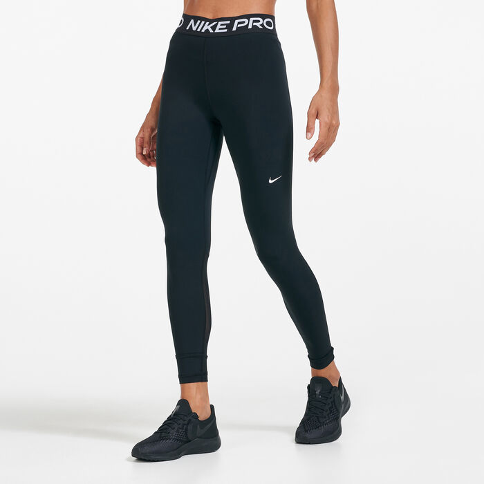 Nike Women's Pro Mid-Rise Mesh-Panelled Leggings Black Nike Women's Pro Mid-Rise Mesh-Panelled Leggings Black image number 0