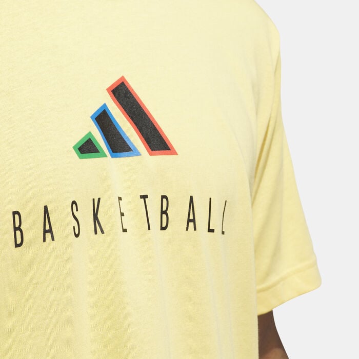 adidas Men's Worldwide Hoops Performance Graphic T-Shirt yellow adidas Men's Worldwide Hoops Performance Graphic T-Shirt yellow image number 3