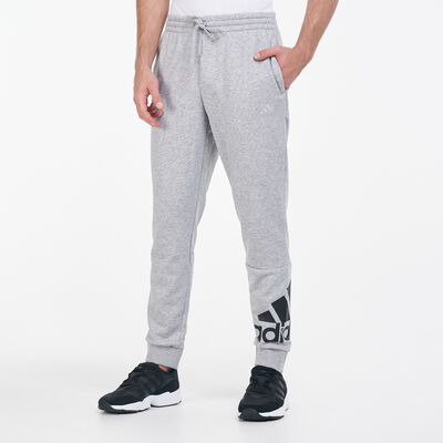 adidas Men's Essentials French Terry Tapered Cuff Logo Pants Grey