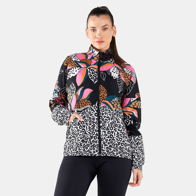 adidas Women's FARM Rio Print Relaxed Lightweight Windbreaker Jacket Black