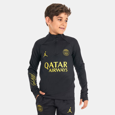 Nike Kids' 1/4 Zip Paris Saint-Germain Dri-FIT Strike Drill Top Grey