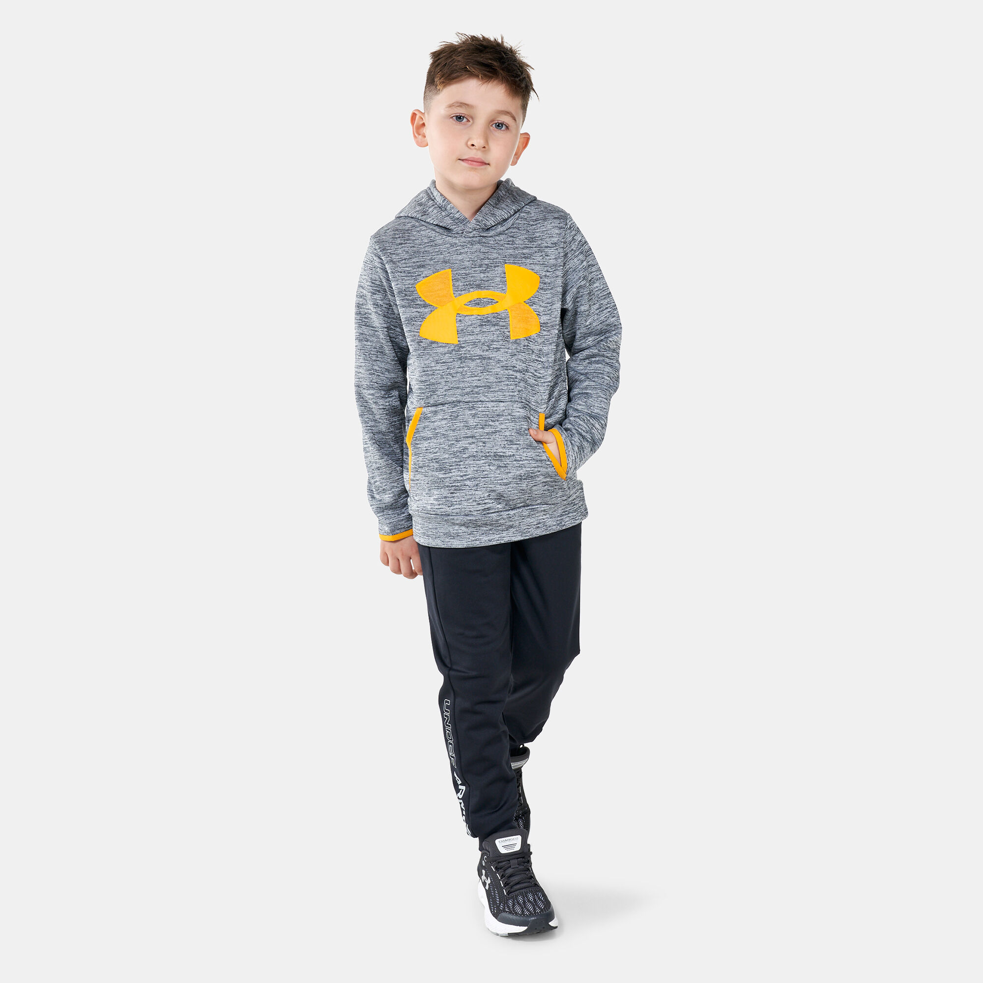 Under armour hoodie grey kids on sale