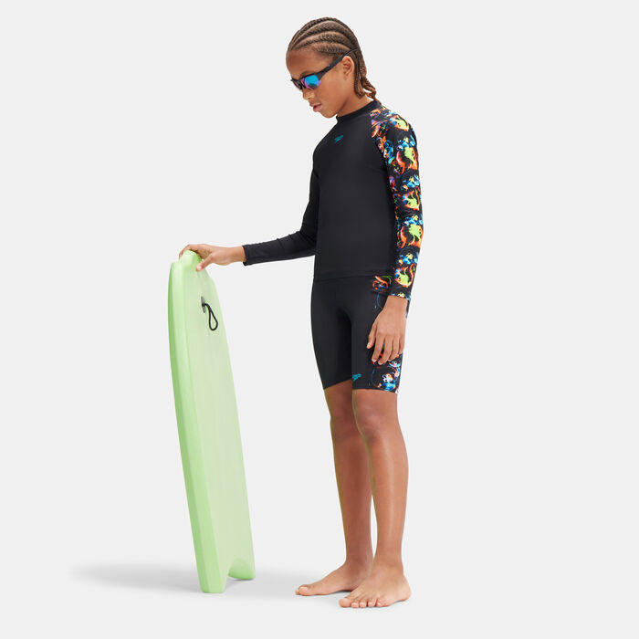 Speedo Kids' Digital Printed Long Sleeve Rashguard Black image number 2