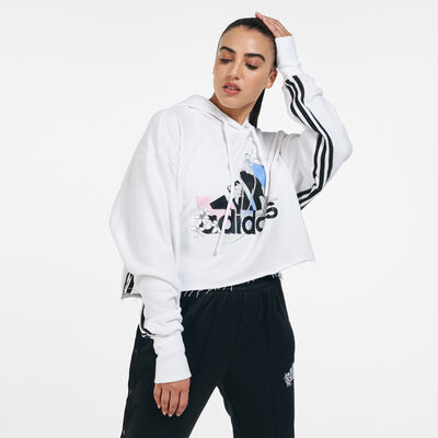 adidas Women's Cropped Hooded Sweatshirt White
