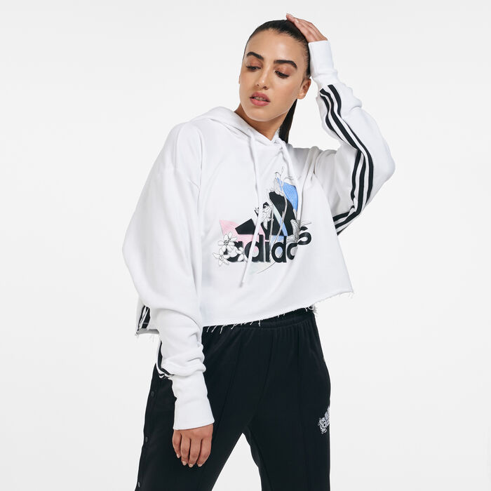 adidas Women's Cropped Hooded Sweatshirt White image number 0