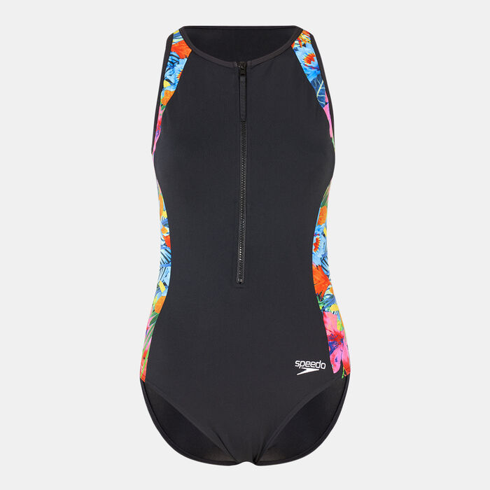 Speedo Women's Panel One-Piece Swimming Hydrasuit Black Speedo Women's Panel One-Piece Swimming Hydrasuit Black image number 0