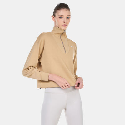 PUMA Women's HER High-Neck Half-Zip Sweatshirt Beige PUMA Women's HER High-Neck Half-Zip Sweatshirt Beige