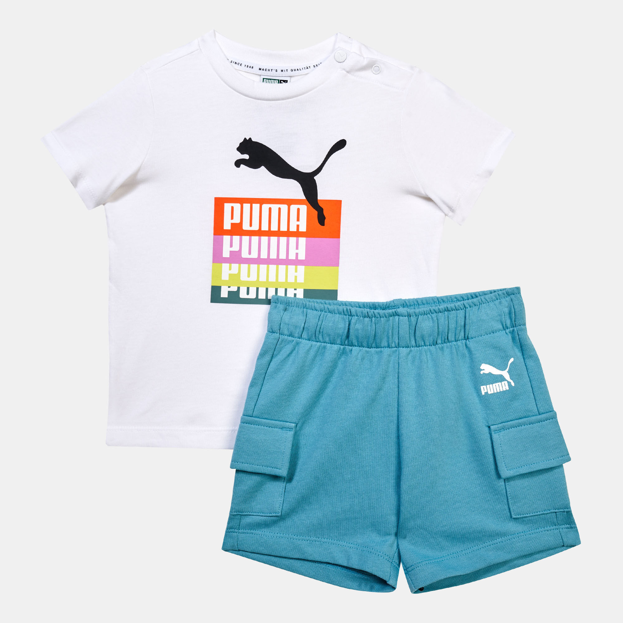 Kids Minicats Brand Love Short Set White PUMA in Qatar SSS