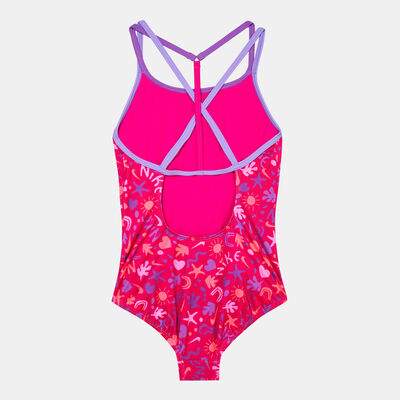 Nike Swim Kids' Fun Forest T-Crossback One-Piece Swimsuit Pink