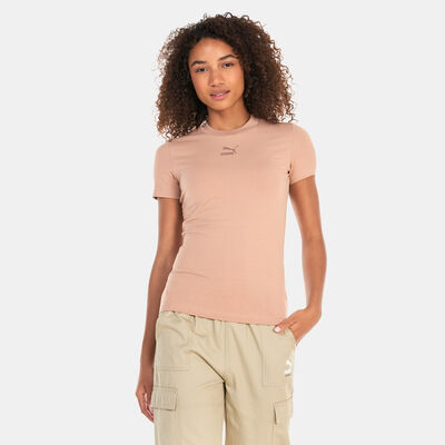 PUMA Women's Classics Slim T-Shirt Beige