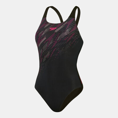 Speedo Womens HyperBoom Placement One-Piece Swimsuit Black