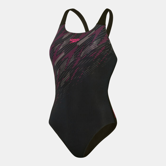 Speedo Womens HyperBoom Placement One-Piece Swimsuit Black Speedo Womens HyperBoom Placement One-Piece Swimsuit Black image number 0