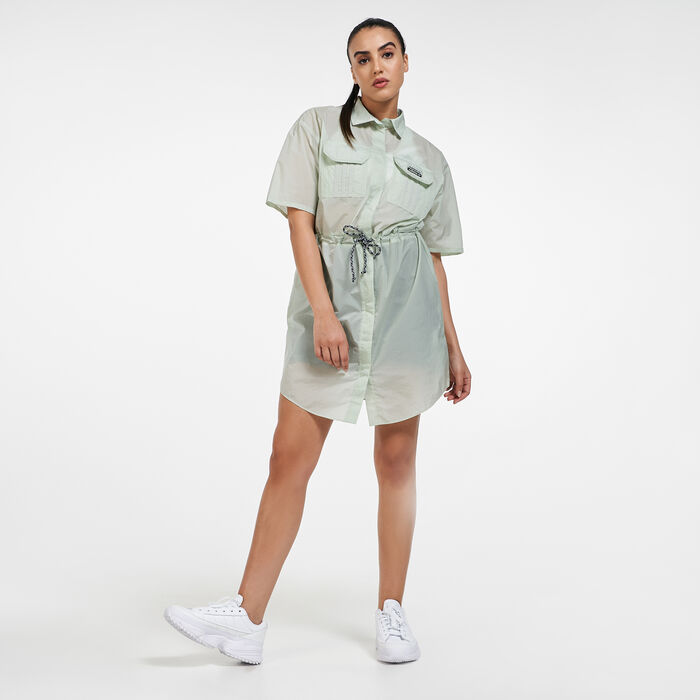adidas Originals Women's R.Y.V. Shirt Dress Green adidas Originals Women's R.Y.V. Shirt Dress Green image number 0