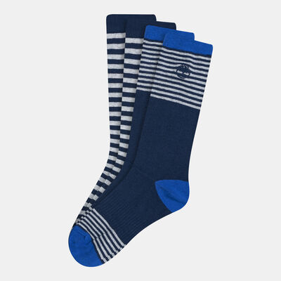 Timberland Men's Stripped Crew Socks (2 Pack) Blue