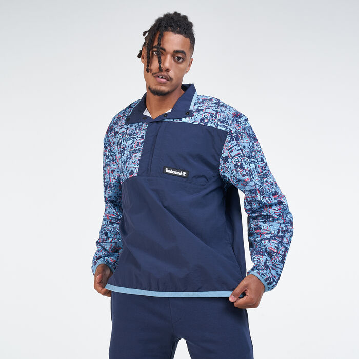 Timberland Men's YC Summer Allover Print Packable Anorak Jacket Blue image number 0