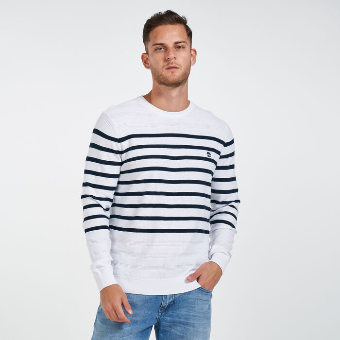 Timberland Men's Textured Striped Sweater White Timberland Men's Textured Striped Sweater White image number 0
