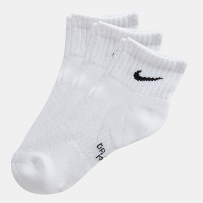 Nike Performance Cushioned Quarter Socks - 3 Pair (Older Kids) White Nike Performance Cushioned Quarter Socks - 3 Pair (Older Kids) White