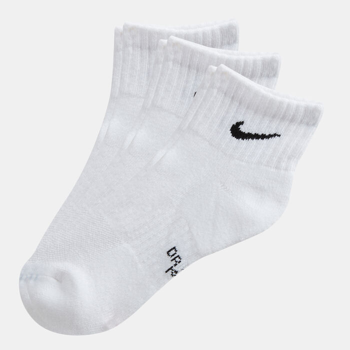 Nike Performance Cushioned Quarter Socks - 3 Pair (Older Kids) White Nike Performance Cushioned Quarter Socks - 3 Pair (Older Kids) White image number 0