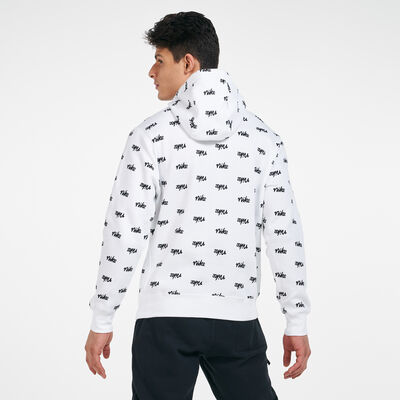 Nike Men's Sportswear Allover Script Club Hoodie White Nike Men's Sportswear Allover Script Club Hoodie White
