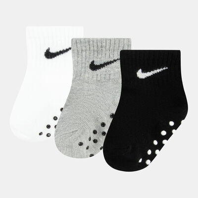 Nike Kids' No-Slip Gripper Ankle Socks (3 Pack) Grey