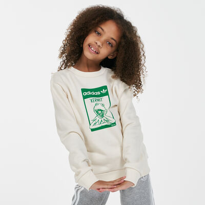 adidas Originals Kids' X Disney Kermit Sweatshirt Beige adidas Originals Kids' X Disney Kermit Sweatshirt Beige