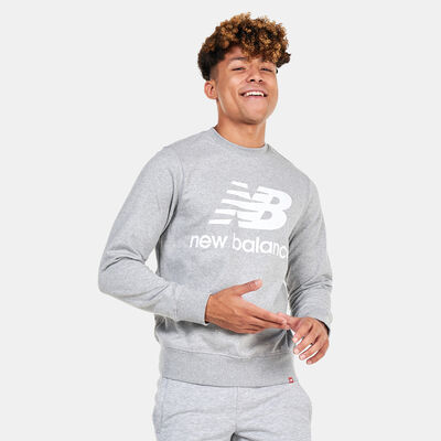 New Balance Men's NB Essentials Stacked Logo Crewneck Sweatshirt Grey