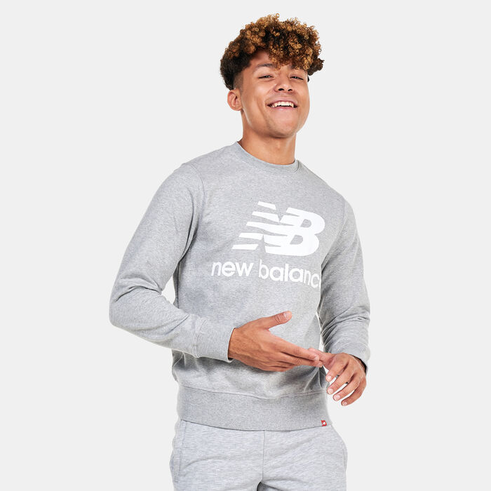 New Balance Men's NB Essentials Stacked Logo Crewneck Sweatshirt Grey New Balance Men's NB Essentials Stacked Logo Crewneck Sweatshirt Grey image number 0