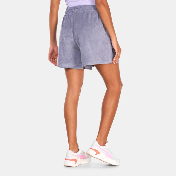 PUMA Women's Classics Towelling Shorts Grey PUMA Women's Classics Towelling Shorts Grey image number 1