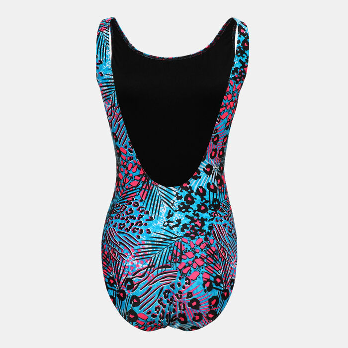 Speedo Women's Allover Print Deep U-Back One-Piece Swimisuit Black Speedo Women's Allover Print Deep U-Back One-Piece Swimisuit Black image number 1